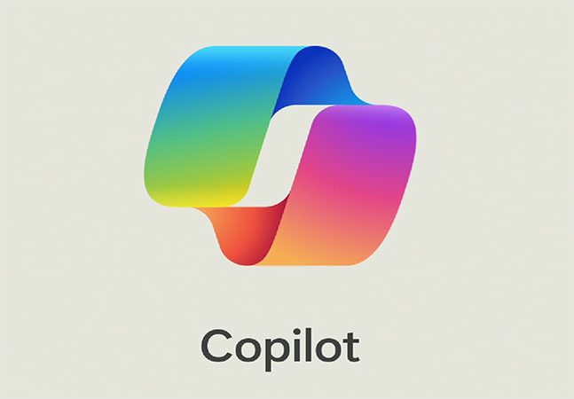 Logotipo de Copilot con un diseño colorido de la cinta de Microsoft y el texto "Copilot" debajo.