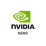 Logotipo de NVIDIA NeMo con el icono de la marca en verde y negro, representando la plataforma de inteligencia artificial para la creación y personalización de modelos de lenguaje.