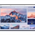 Interfaz de Ideogram mostrando una herramienta de inteligencia artificial para crear imágenes con texto integrado, incluyendo ejemplos de diseño gráfico en pantalla.
