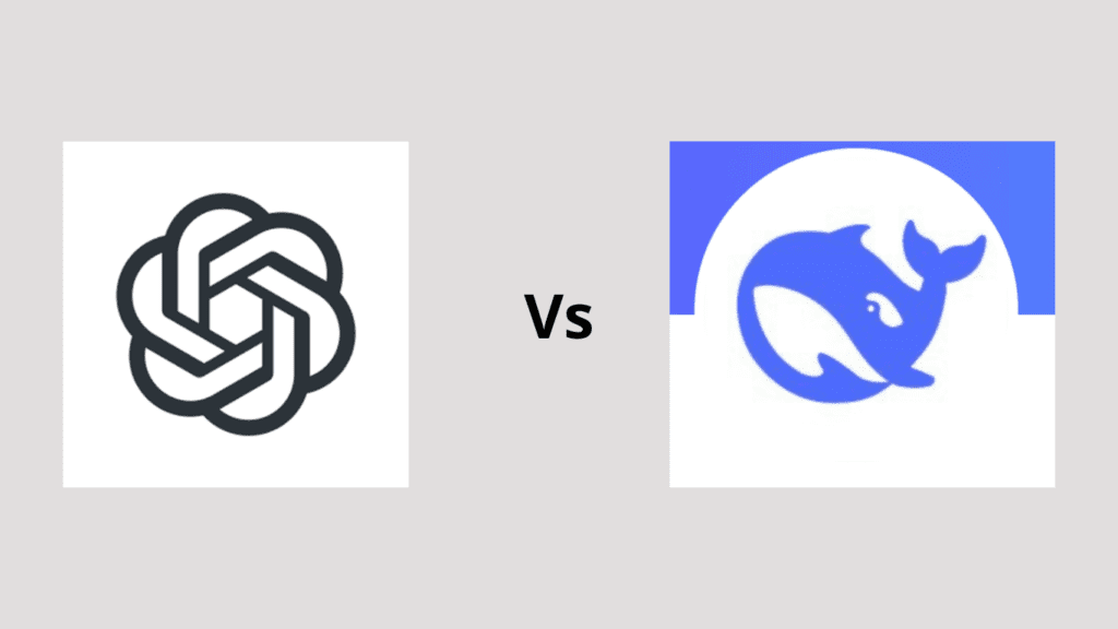 Comparación entre los logotipos de ChatGPT y DeepSeek, destacando la competencia entre ambos modelos de inteligencia artificial.