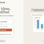 Pantalla de inicio de Claude 3.7 Sonnet con opciones de inicio de sesión y un gráfico de barras representando un embudo de ventas generado por la IA.