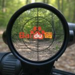 Mira de un rifle apuntando al logotipo de Baidu, representando la competencia en IA con ERNIE 4.5 y ERNIE X1.
