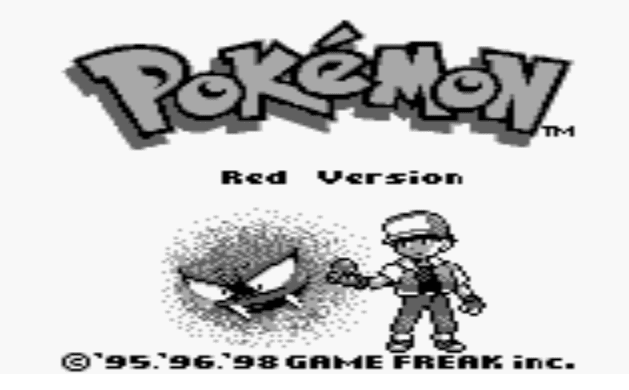Pantalla de inicio del videojuego Pokémon Red, con el logotipo del juego, un entrenador Pokémon y el personaje Gastly, usada como símbolo del nuevo test IA aplicado a entornos visuales complejos.