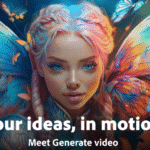 Ilustración fantástica creada con Adobe Firefly, mostrando una figura femenina con alas de mariposa multicolores, rodeada de mariposas en un entorno mágico, representando creatividad visual con inteligencia artificial.