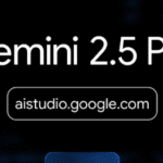 Captura del sitio web de Gemini 2.5 Pro de Google (aistudio.google.com), destacando el nombre del modelo y su acceso en AI Studio, clave en la programación asistida por IA