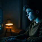 Adolescente desesperado frente a código en pantalla, soga al fondo. Refleja la problemática de chatgpt y el suicidio.