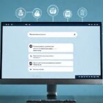 Interfaz de búsqueda con IA en los buscadores respondiendo a consulta, iconos SEO y datos.