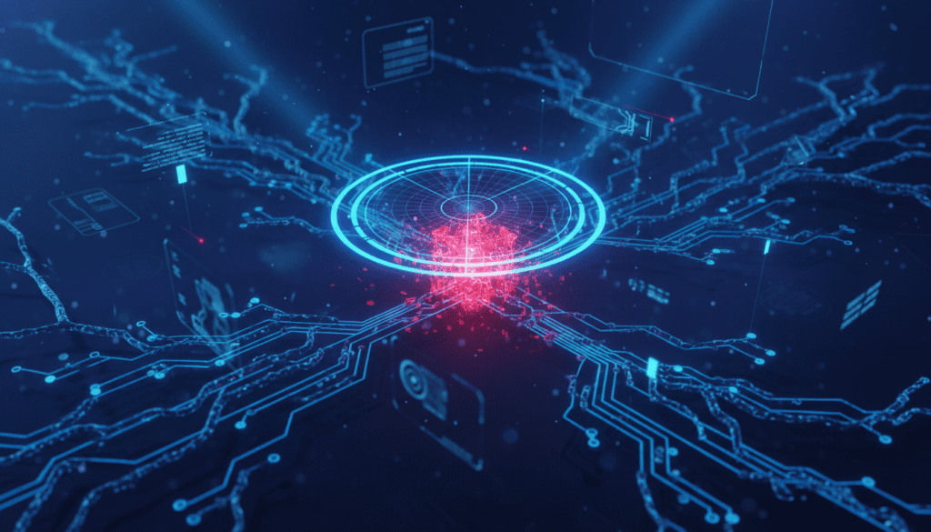 Representación visual de ciberseguridad y detección de vulnerabilidades en Grok xAI