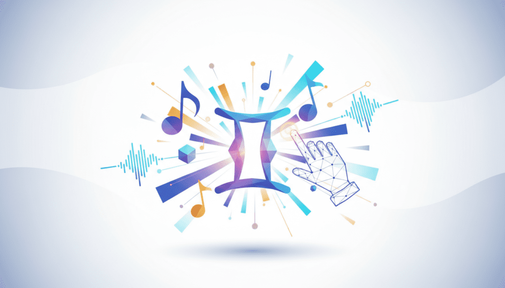 Interfaz de usuario de smartphone mostrando el proceso para generar música con Gemini a partir de un video