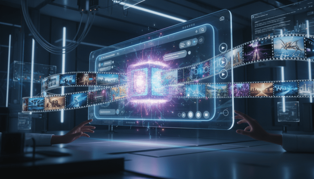 Representación visual de la interfaz de ChatGPT generando videos hiperrealistas con la inteligencia artificial Sora 2