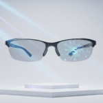 Diseño conceptual de las nuevas gafas inteligentes con IA de Samsung del Proyecto HAEAN, destacando la cámara y su montura elegante.