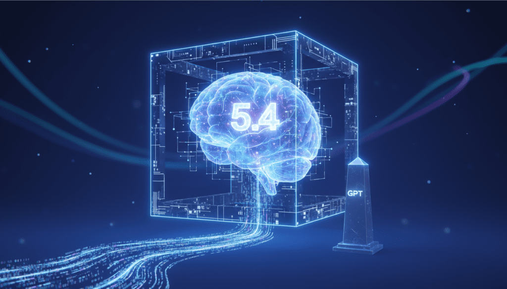 Interfaz de usuario mostrando el proceso de razonamiento y planificación de GPT-5.4 Thinking en un ordenador
